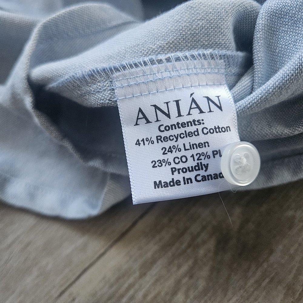 Anian Canada Men's Light Blue Cotton Linen Blend Casual Button-Up Shirt Xl - Picture 4 of 7